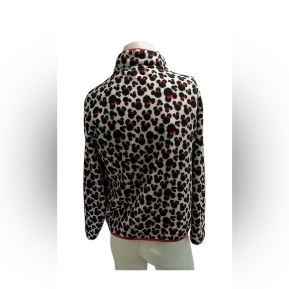 Disney Animal Print Minnie Mouse Zipper Fleece Jacket Women's Size L - Picture 2 of 4